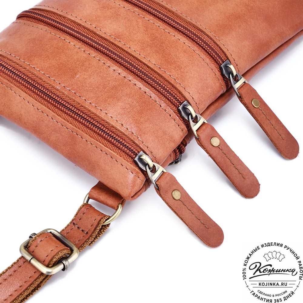 Кожаная сумка "Аллен макси" (рыжая гладкая кожа)